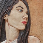 Foto de detalle de retrato cerámico 30x30cms.