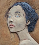 Foto de detalle de retrato cerámico 30x30cms.
